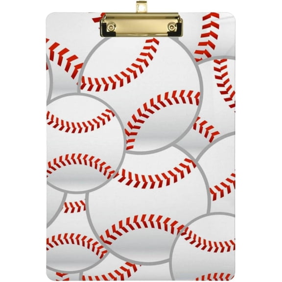 Coolnut Baseball Clipboard, Acrylic Standard A4 Letter Size Clip Board with Low Profile Clip for Office, Classroom, Doctor, Nurse and Teacher, 12.5"x9"