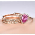 thumbnail image 2 of beryl_creation 2.45 Ct Pear Cut Pink Sapphire & Diamond Wedding Engagement Bridal Ring Set 14K Rose Gold Plated 925 Sterling Silver For Women's -4, 2 of 3
