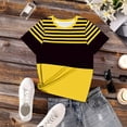 thumbnail image 5 of Womens T Shirt Short Sleeve Crew Neck Basic Color Block Tee Tops Spring Summer Tops Trendy Business Causal Outfits Work Blouses, 5 of 6