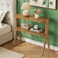 thumbnail image 6 of 2-Tier Narrow Side Table, Walnut Wood Grain, Herringbone Legs, for Small Spaces/Living Room/Bedroom, 6 of 6