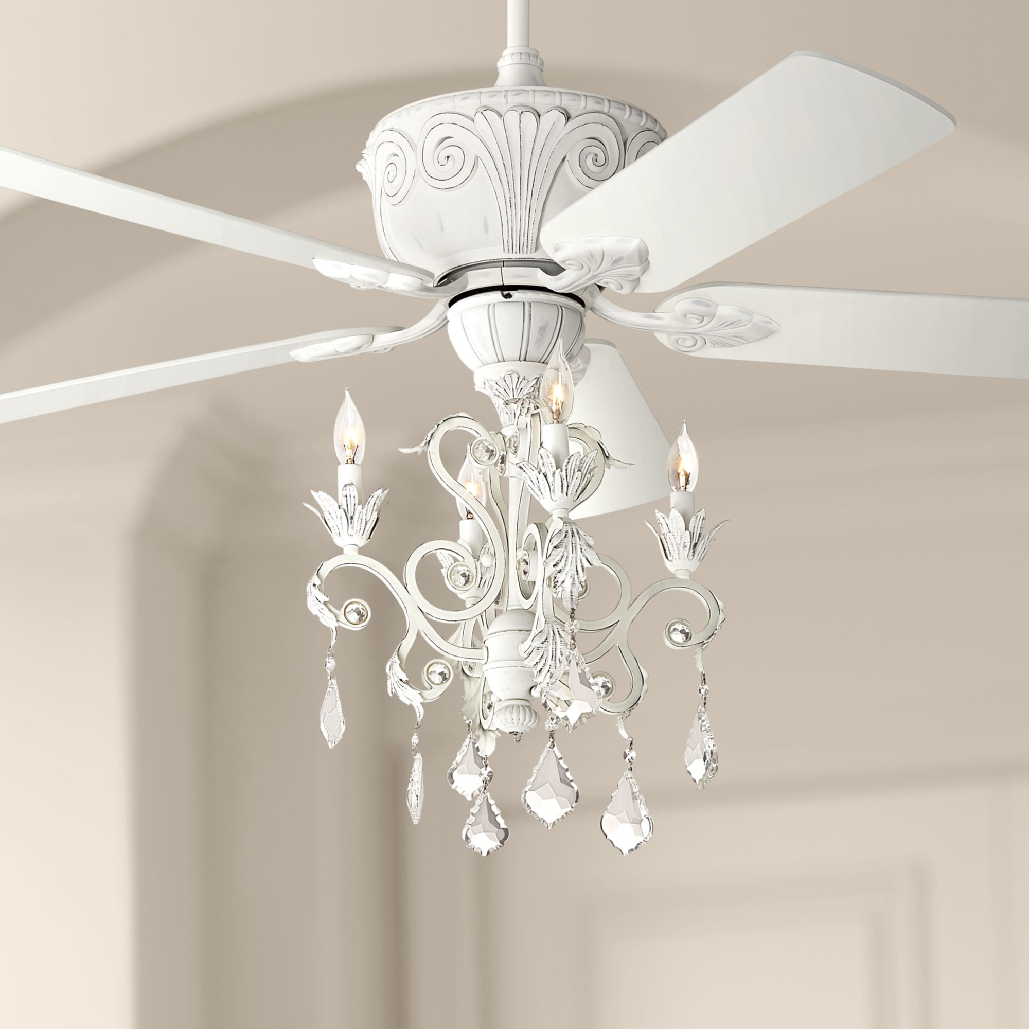 52 Casa Vieja Chic Chandelier Ceiling Fan With Light Rubbed White Departments