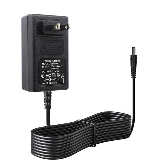 LujingZ 15V 3A 6FT Power Supply Adapter - AC 100 - 240V Input, 45W Output for 15V Devices with 5.5mm x 2.1mm & 2.5mm Plugs