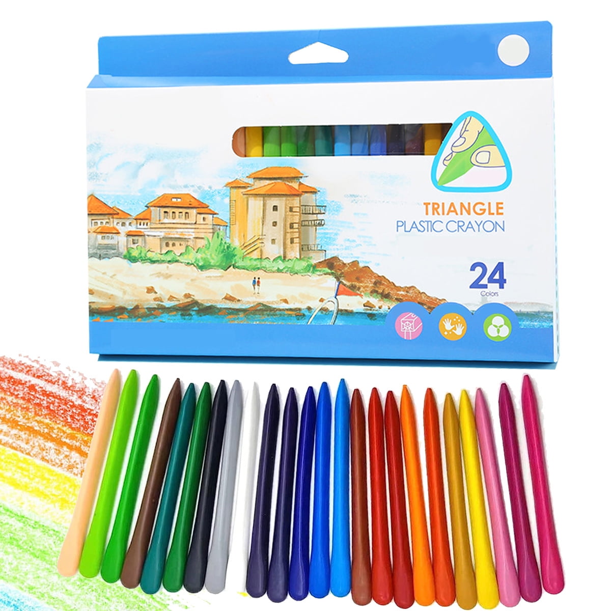 Jumbo Crayons for Toddlers, 24 Colors, Easy to Hold Washable Crayons
