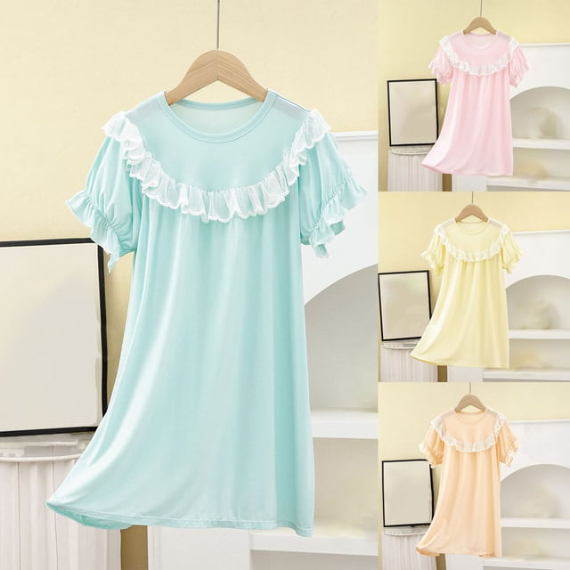NJDVHB Robe d'Été pour Tout-Petit, Robe de Plage pour Fille Tout-Petit, Robe de Fête pour Fille, Robe Princesse Décontractée à Manches Courtes Col Poupée pour Fille, Jupe Princesse Col Rond avec Nœud, Rose, 170