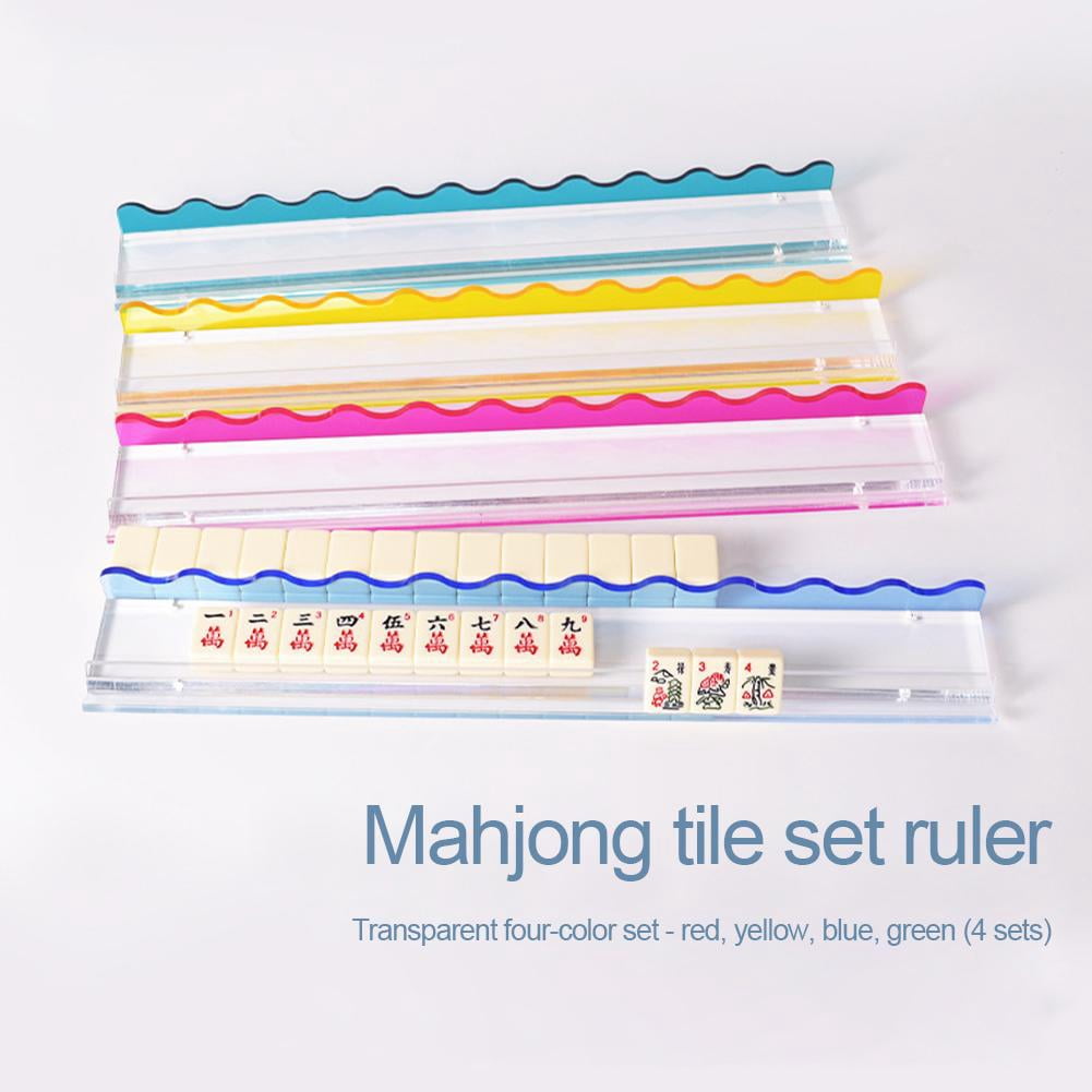 SharkTRUE Colorful Clear Acrylic Mahjong Racks, Mahjong Racks with Pushers, and Lightweight, Wavy Design, for Placing MahjongTiles, Chips, Push Tiles, Home, Party, Club Use
