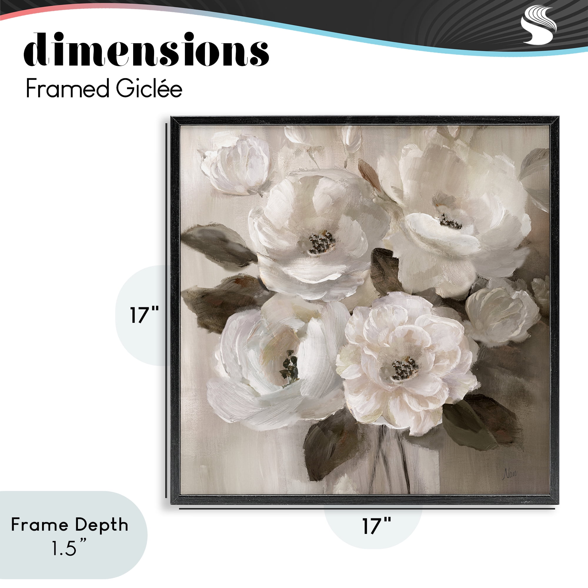 Stupell Industries Ivory Flower Bushel Black Framed Giclee Art, design by Nan