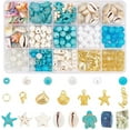 thumbnail image 1 of 207 cuentas de concha de estrella de mar para hacer joyas oceánicas, 20 g, conchas marinas, cuentas turquesas, dijes de tortuga, cuentas de concha de cauri, 1 of 9