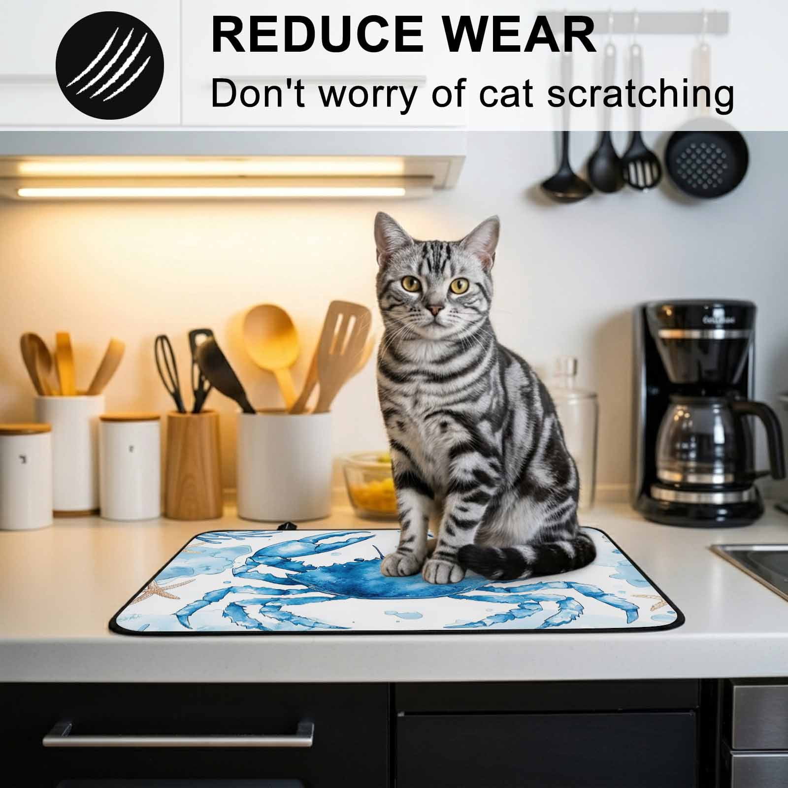 Coastal Crab Stove Top Cover for Electric Stove, Heat-proof & Non Slip Glass Top Stove Cover Protector, Summer Beach Starfish Coral Nautical Kitchen Flat Cooktop Rubber Mat 24x21 Inches