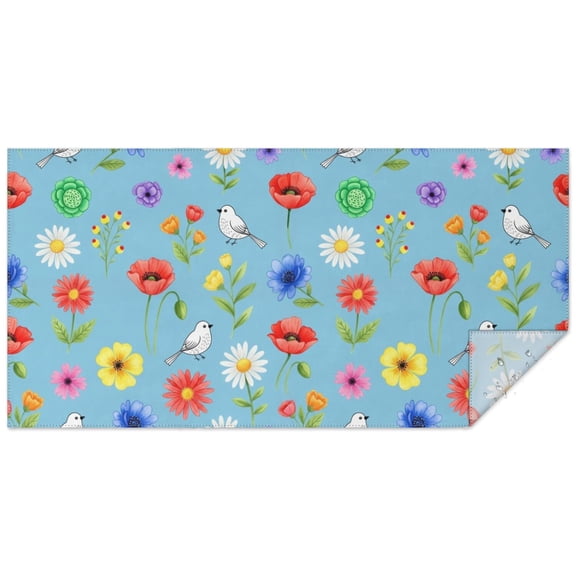 Pioneer Flower Floral Print Pattern Rectangle Tablecloth 60"x120", Waterproof Polyester Table Cloth, Wipeable Spillproof for Dining Camping Indoor Outdoor