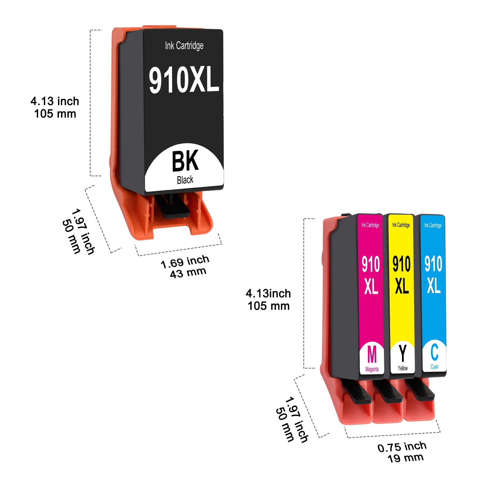 910XL Ink Cartridge Color 3-Pack Compatible for 910XL 910 XL Officejet Pro 8012 8013 8015 8022 8025 8028 8035 8012e 8015e 8022e 8025e 8028e 8034e 8035e Printer Ink (Cyan,Magenta,Yellow)