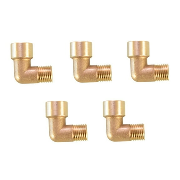 5Pcs Brass Pipe Fittings,90 Degree Brass Elbow,1/4 Inch Male To 1/4 Female