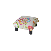 Jules Square Accent Footstool Ottoman, Off-White Floral