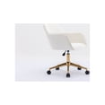 thumbnail image 5 of Modern Rolling Velvet Fabric Executive Office Chair with Adjustable Height and 360 Revolving, Swivel Accent Back Armchair with Wheels and Golden Base, Upholstered Vanity Chair, Ivory, 5 of 9