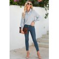 thumbnail image 5 of ZhiHiMeRi Women's Gray Pinstripe Blouse – Smocked Cuff Office Shirt 2XL, 5 of 12