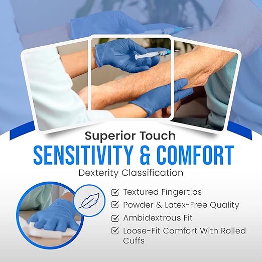 Dash BLU100 Nitrile Exam Gloves - Light Blue - 4.3 mil - Box of 100 (S)