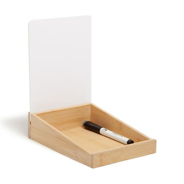 U Brands Small Zen Dry Erase Desktop Valet Storage Organizer, 5.6 x 7.6 x 2.1 in., Bamboo