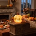 thumbnail image 6 of Halloween Glowing Pumpkin Light, Resin Figurine Sparkle Jack O Lantern, Spooky LED Tabletop Ornament, Festive Decor for Home Shelf Mantel Halloween Party, 6 of 6