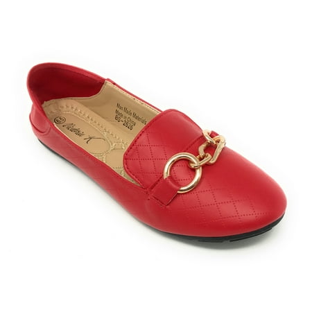 

Victoria K Women s Foldover Quilted Gold Chain Ballerina Flats