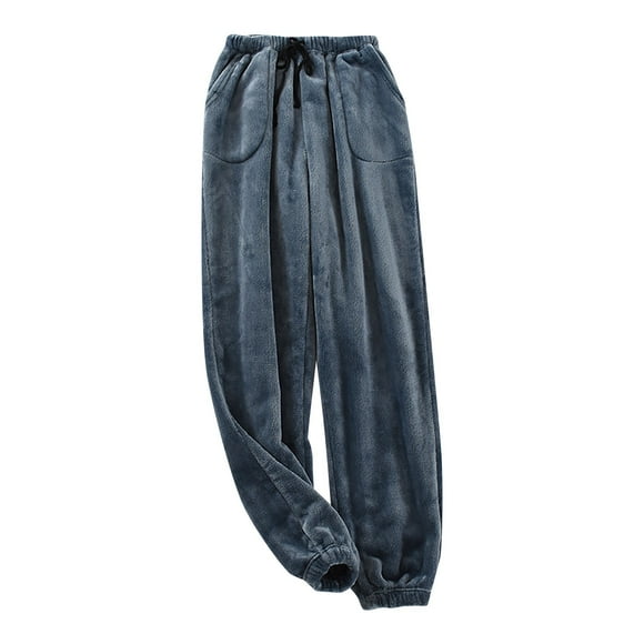 WEAIXIMIUNG Ladies Casual Pants Tall Pajama Pants Men's Autumn and Winter Warm Flannel Wide Mouth Trousers Loose Large Size Thick Coral Home Pajamas