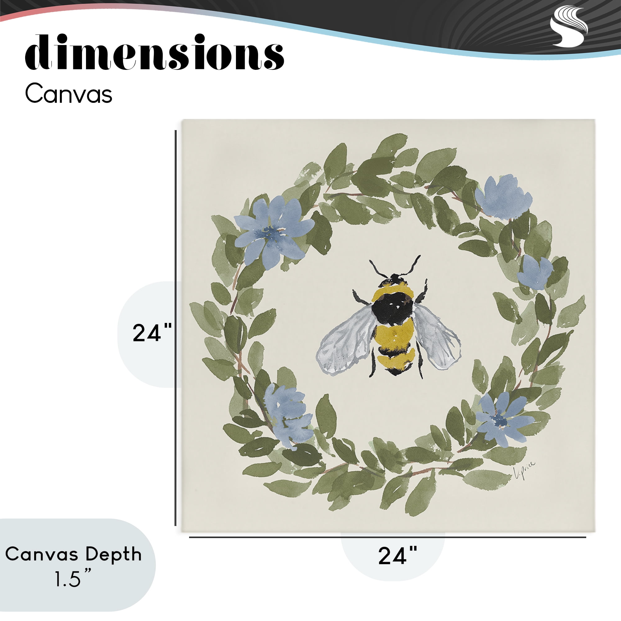 Stupell Industries Floral Wreath Bee Celebration Canvas Wall Art, design by Lucille Price