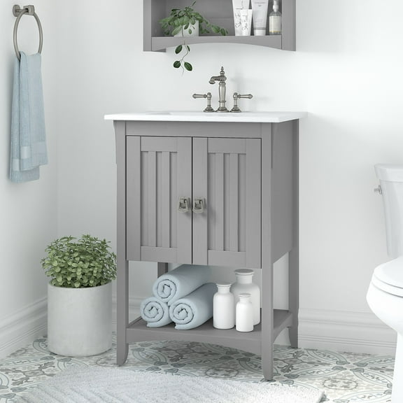 Bush Salinas 24"W Engineered Wood Bathroom Vanity Cabinet in Cape Cod Gray