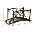 thumbnail image 3 of Outsunny Garden Bridge 3.3', Floral Pond Bridge with Safety Railings Brown, 3 of 10