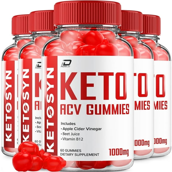 (5 Pack) Ketosyn Gummies - Ketosyn Apple Cider Vinegar Gummy Supplement for Energy - Ketosyn Keto Gummies Dietary Supplement (300 Gummies)