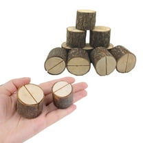 Wooden Photo Holders, Brown Tree Stump Card Stand, 10 Pieces of Wooden Tree Stump Photo Holders Suitable for Wedding Memorabilia Messages Photo Clipping And Desktop Use.