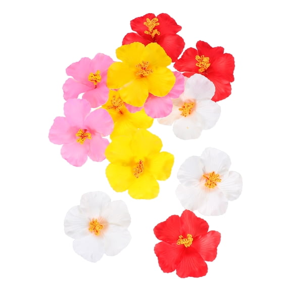 OFFIGAM 12Pcs Faux Hawaiian Hibiscus Flowers Assorted Color for Wedding Party and Tabletop Decor