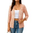 thumbnail image 1 of IMENGL Ladies' solid color lace knitted cardigan v neck, Orange 2XL, Size M-5XL, 1 of 4