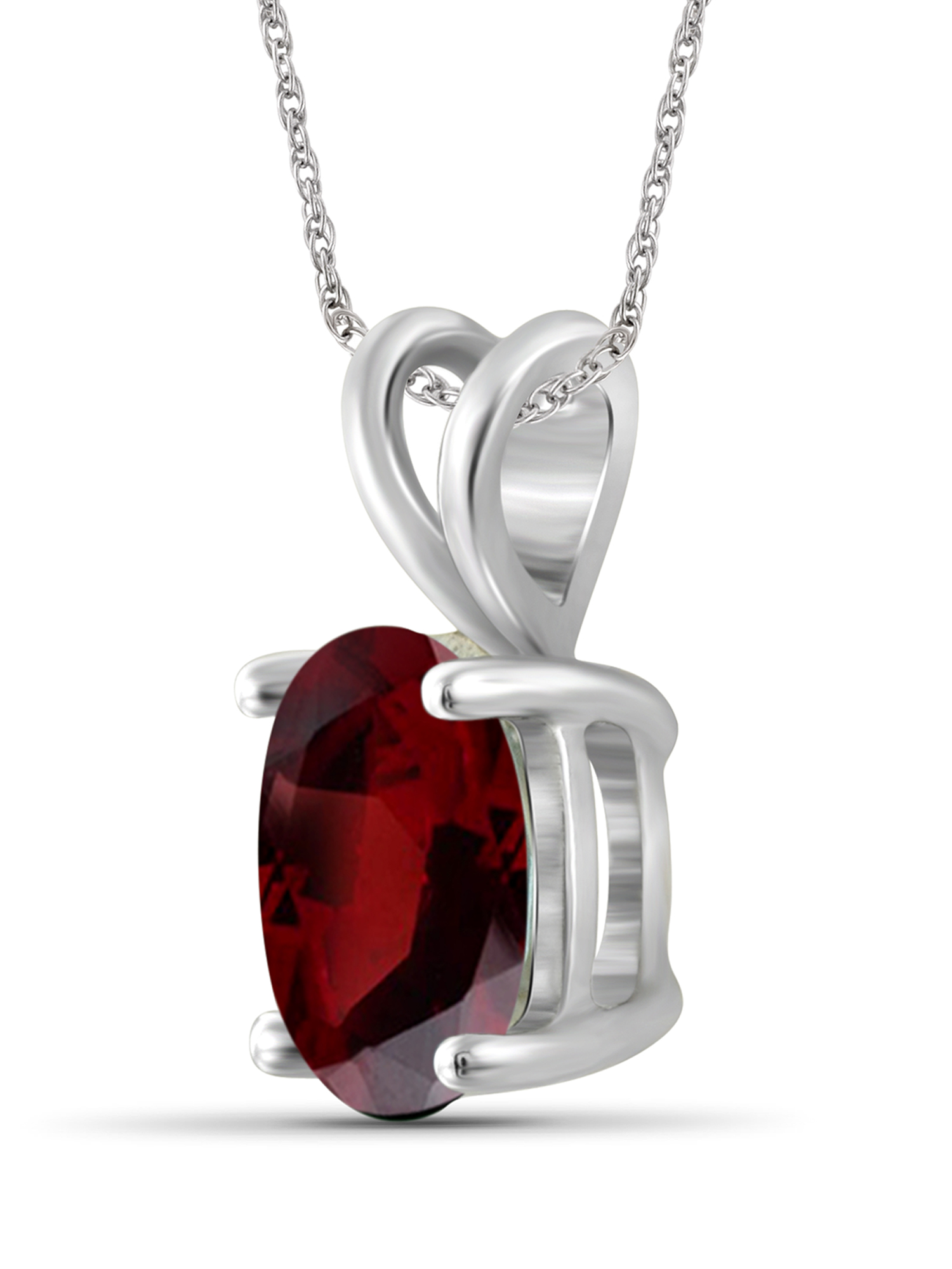 Silver Chain Necklace for Women – .925 Sterling Silver Necklace with Sparkling Genuine 2.20 CTW Red Garnet – Chic, Stunning Silver Statement Necklace Gifts by JewelersClub