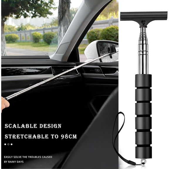 Side Mirror Squeegee, Retractable Car Wiper, Portable Cleaning Tool for Rainy Foggy Weather, Universal Accessories(1Pcs-black)