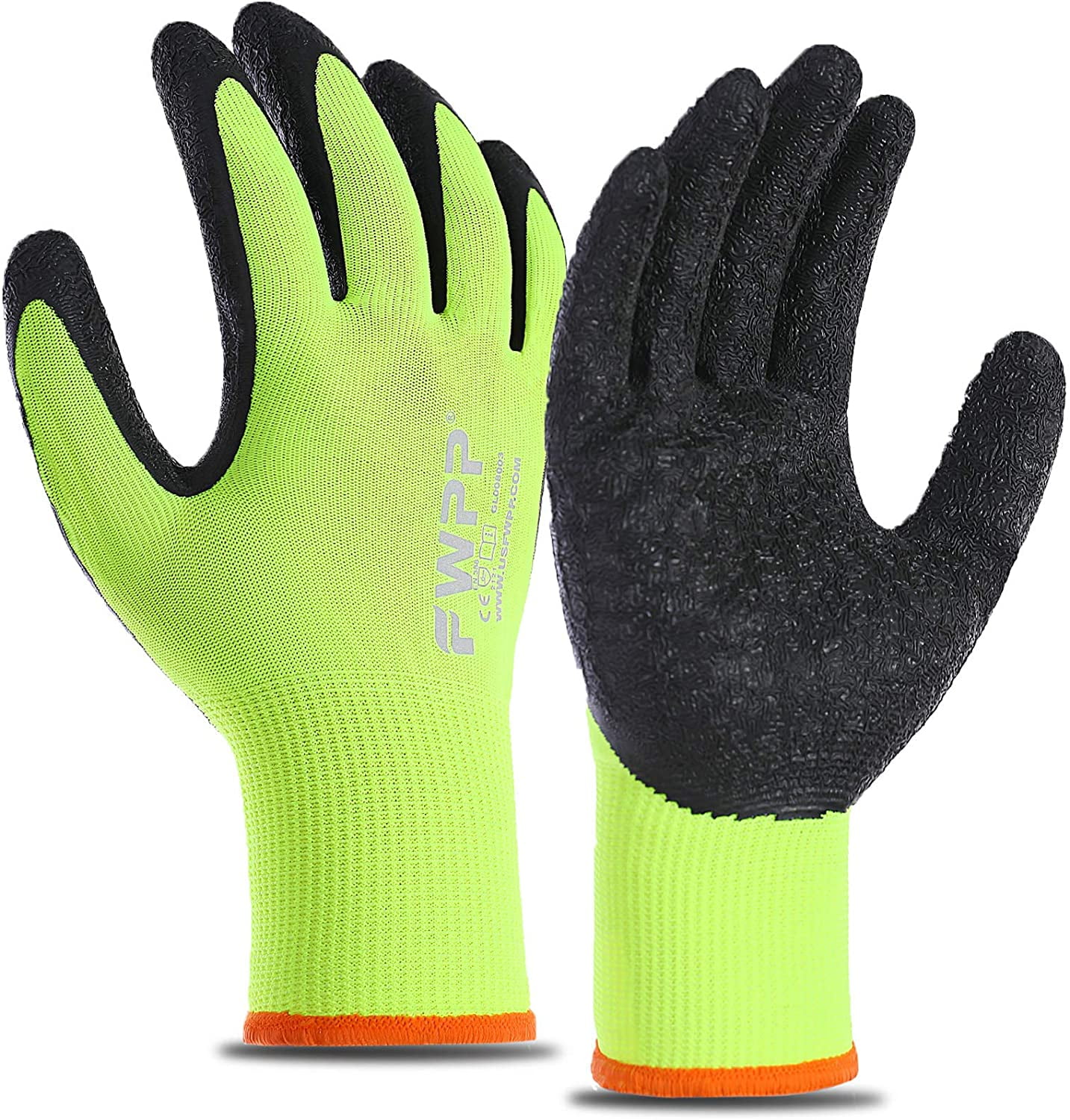 Latex Coated Rubber Work Gloves Safety Gardening Builders Mechanic Construction 