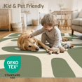 thumbnail image 4 of ODIKA 2'x3' Olive Green Cream Abstract Mid-Century Washable Accent Rug Retro Inspired Piquet Pattern with Modern Flair Pet Friendly, Bedside Mat for Bedroom, Nursery, RV, 4 of 7