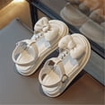 thumbnail image 6 of Girls Sandals Open Toe Ankle Strap Dress Shoes Baby Summer Girls Sandals Love Bow Design Princess Shoes Dress Flat Shoes(Color:White,Size:2.5), 6 of 9