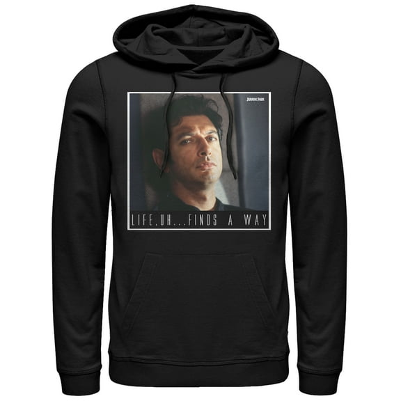Men's Jurassic Park Dr. Malcolm Life Uh Finds Way  Pull Over Hoodie Black Small