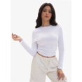 thumbnail image 6 of Womens Long Sleeve Shirts Basic Crop Tops Going Out Fall Fashion Slim Fit, 6 of 6