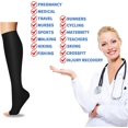 thumbnail image 4 of PinesC 3 Pairs Open Toe Compression Socks for Women & Men Toeless Knee High Stockings for Circulation Support 01 Black Large-X-Large, 4 of 5