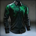 thumbnail image 2 of Mens Shirts Casual Carnival Gothic Festival Print Long Sleeve Top Dark Style Comfortable Shirt for Men Green L, 2 of 4