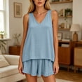 thumbnail image 7 of Bovxnpu Womens Pajamas Set Loungewear Cotton V Neck Tank Top Shorts 2 Piece Lightweight Loungewear Sleepwear, 7 of 7