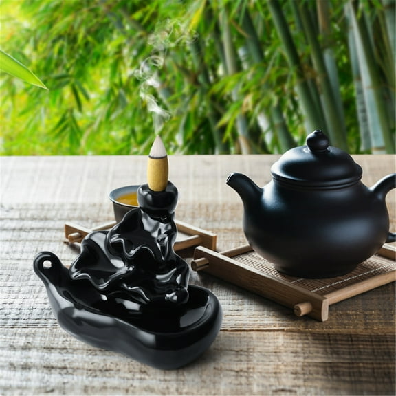 Waterfall Incense Holder, Ceramic Lotus Cone Stick Incense Burner Handmade Yoga Room,Home Decoration With Incense Burner Reflux Incense Holder