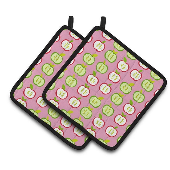 Carolines Treasures BB5141PTHD Apples on Pink Pair of Pot Holders , 7.5HX7.5W, multicolor