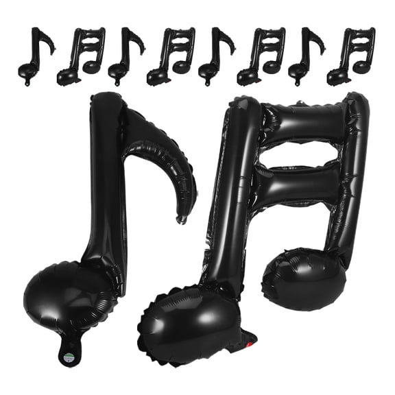 OUNONA 10Pcs Black Music Note Aluminum Foil Balloons Musical Party Decorations For Music Enthusiasts Birthday Events