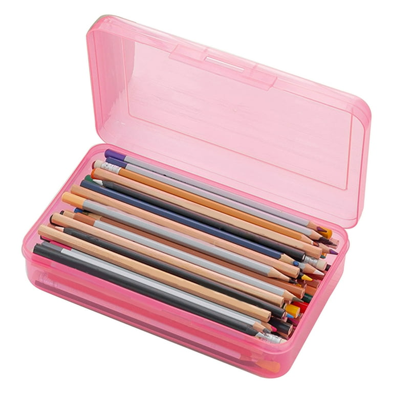 Plastic Pencil Box Translucent Pencil Case Large Capacity Pencil Boxes  Portable Storage Organizer Box Student Office Supplies