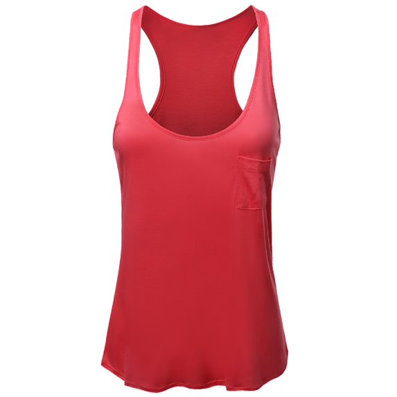 FashionOutfit Women's Solid Basic Rayon Sleeveless Racer-Back Tank Top