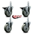 thumbnail image 2 of 4 Inch Gray Polyurethane Wheel Swivel 3/4 Inch Square Stem Caster Set 2 Brakes, 2 of 2