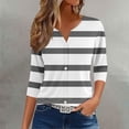 thumbnail image 2 of yunLCZ Ladies Blouse Clearance Womens Summer Tops Fashion 2025 V Neck Print Shirts Casual Button Down 3/4 Lenght Sleeve Blouses Summer short sleeve loose fit tunics, 2 of 5