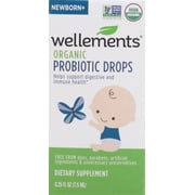 Wellements Organic Probiotic Drops, Newborn+, 0.25 fl oz (7.5 ml)