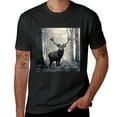 thumbnail image 2 of Visual Art Black and White Deer in Autumn Mist Forest Picture, Design Shirt, Art Display, T-shirt Lover Gift Casual Breathable Men, Women, Boys, Girls, Children, 2 of 4