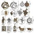 thumbnail image 2 of 20 Pieces Mixed Alice in Wonderland Charms Alloy Rabbit Watch Teapot Pendants for Jewelry Making, Bronze and Sliver, 2 of 7